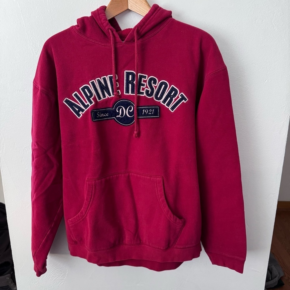 Alpine Resort Door County Wisconsin red hooded sweatshirt Size Large